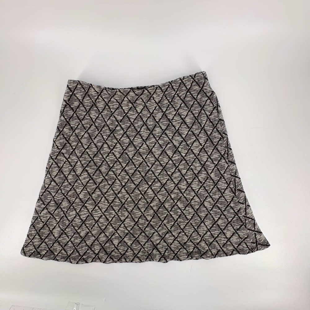 Margaret M Womens Black White Diamond‎ Lattice Knit A-Line Mini Skirt Large